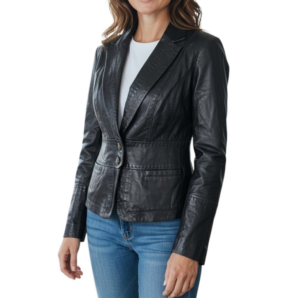 June black leather blazer